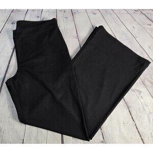 Women's Black Wide Leg Dress Pants Size 14 Flat Front Pleat Back Brand Cut Out